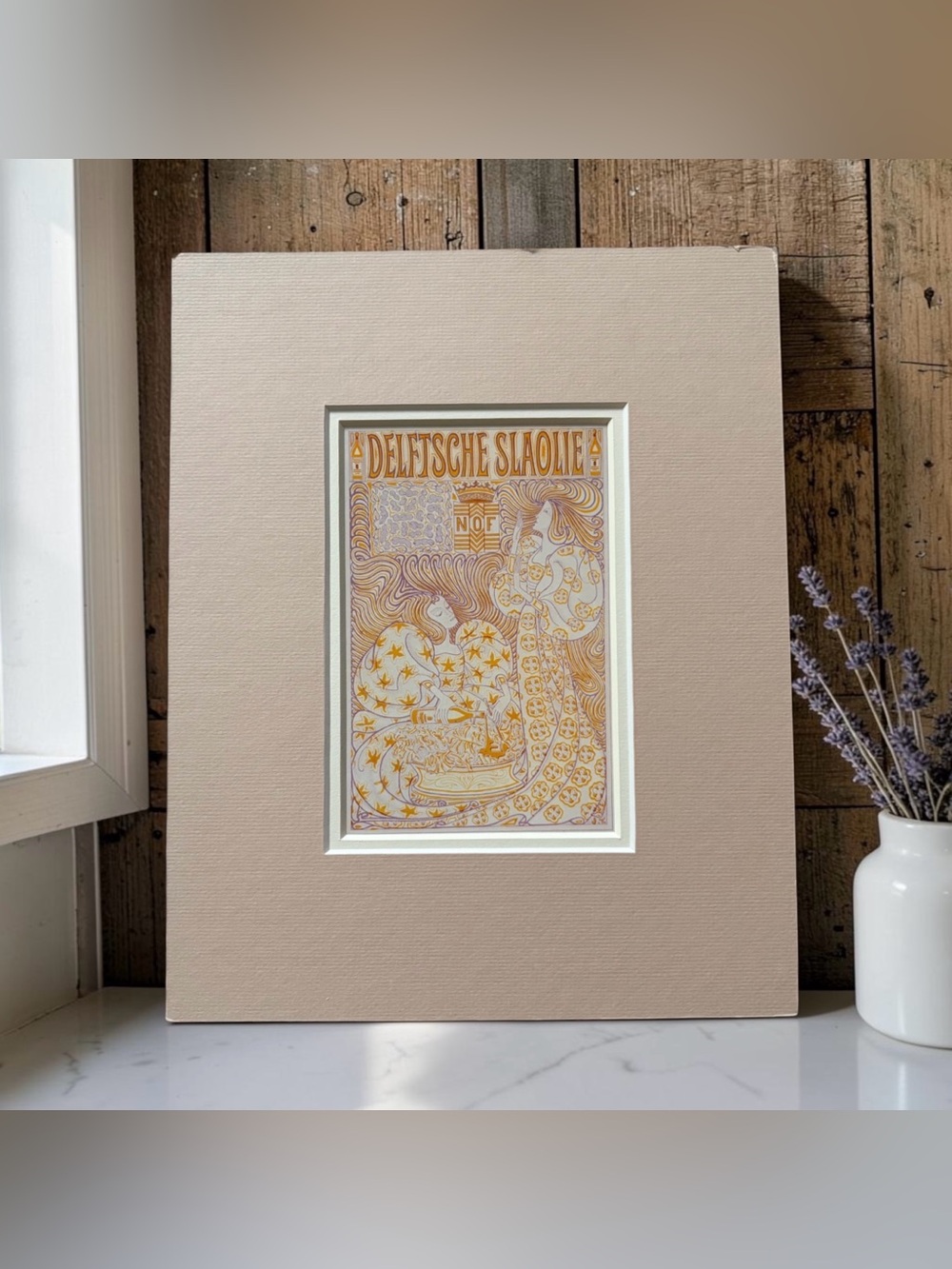 Vintage Jan Toorop "Delftsche Slaolie" Matted Postcard Art Print Art Nouveau